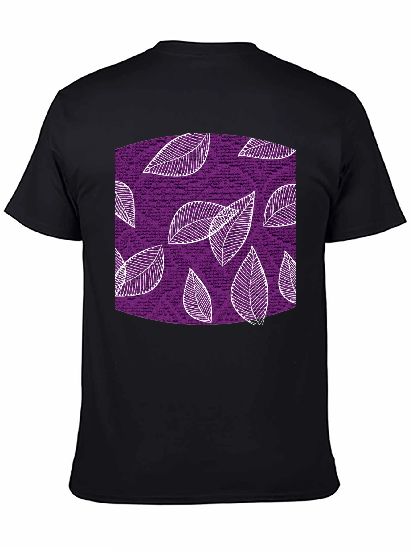 Leaf Pattern Black T-Shirt