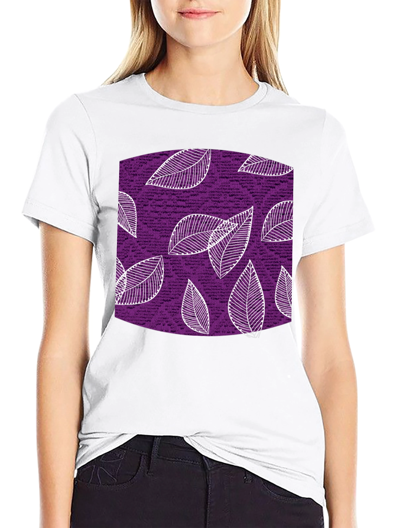 Leaf Pattern Black T-Shirt
