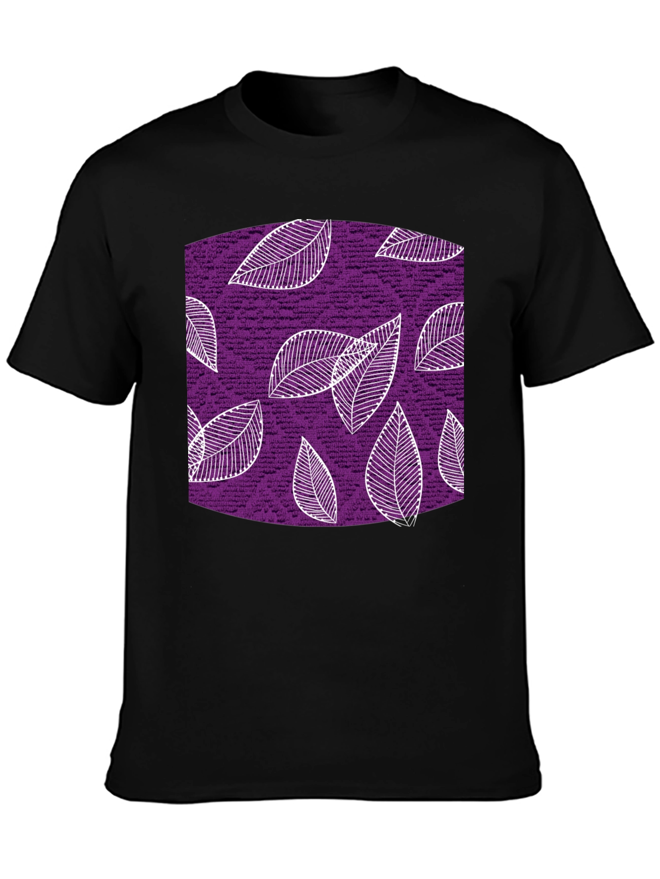 Leaf Pattern Black T-Shirt