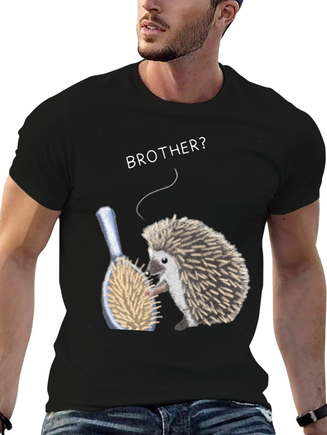Brother Hedgehog Graphic Tee - Quirky Animal Shirt