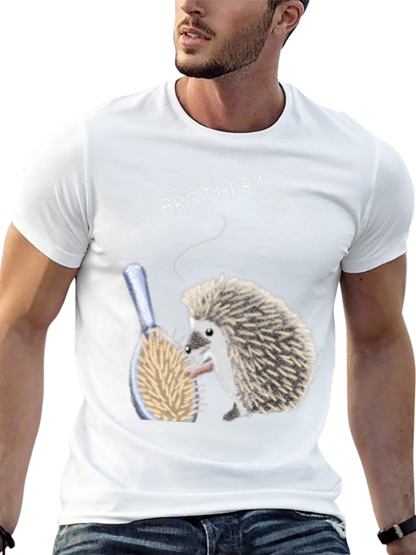 Brother Hedgehog Graphic Tee - Quirky Animal Shirt