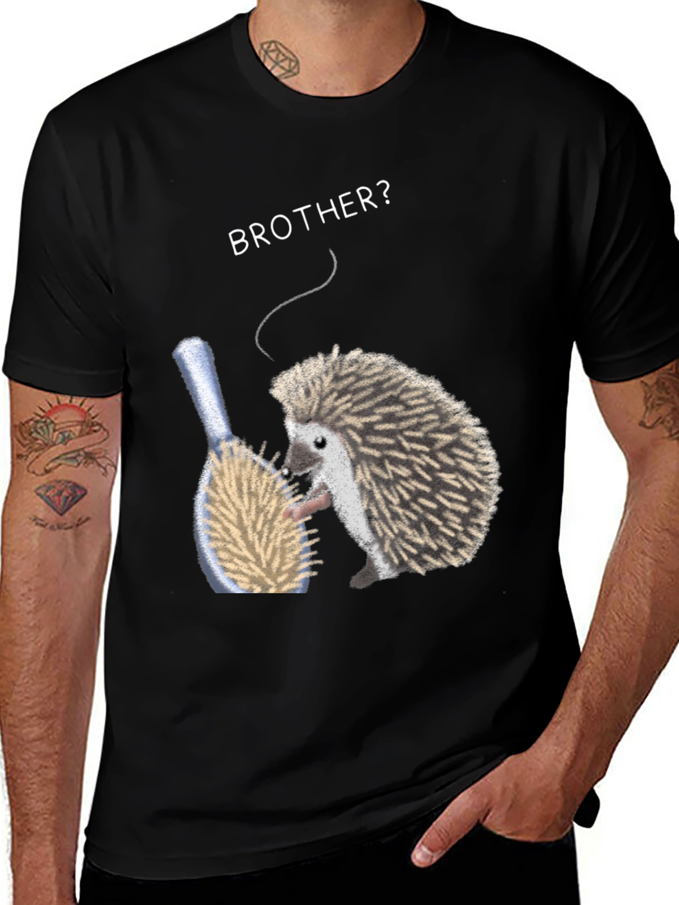 Brother Hedgehog Graphic Tee - Quirky Animal Shirt