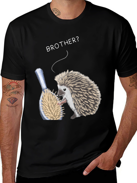 Brother Hedgehog Graphic Tee - Quirky Animal Shirt