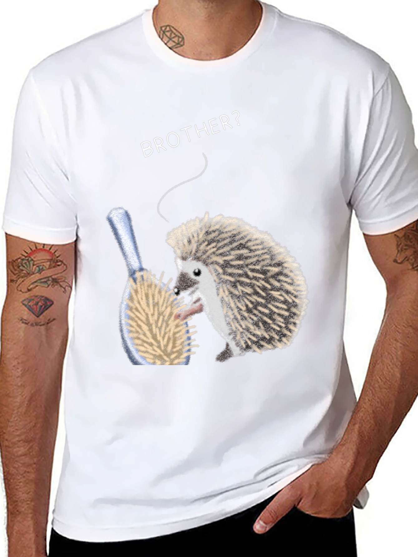 Brother Hedgehog Graphic Tee - Quirky Animal Shirt