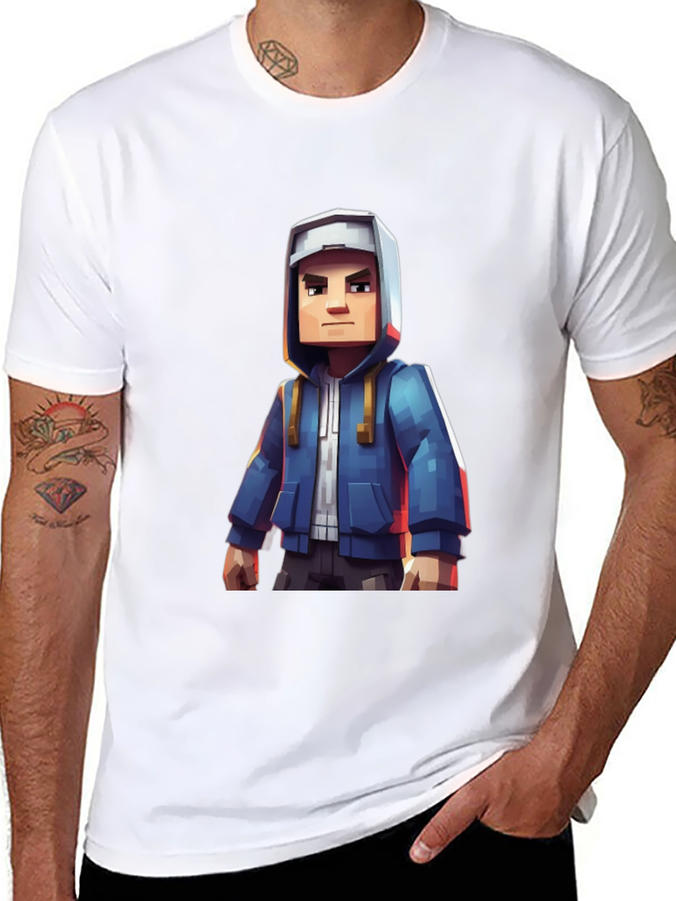Block Character Graphic Tee - Casual Style