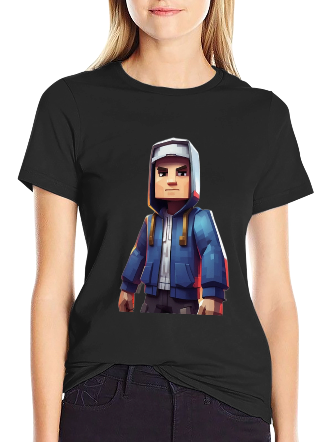 Block Character Graphic Tee - Casual Style