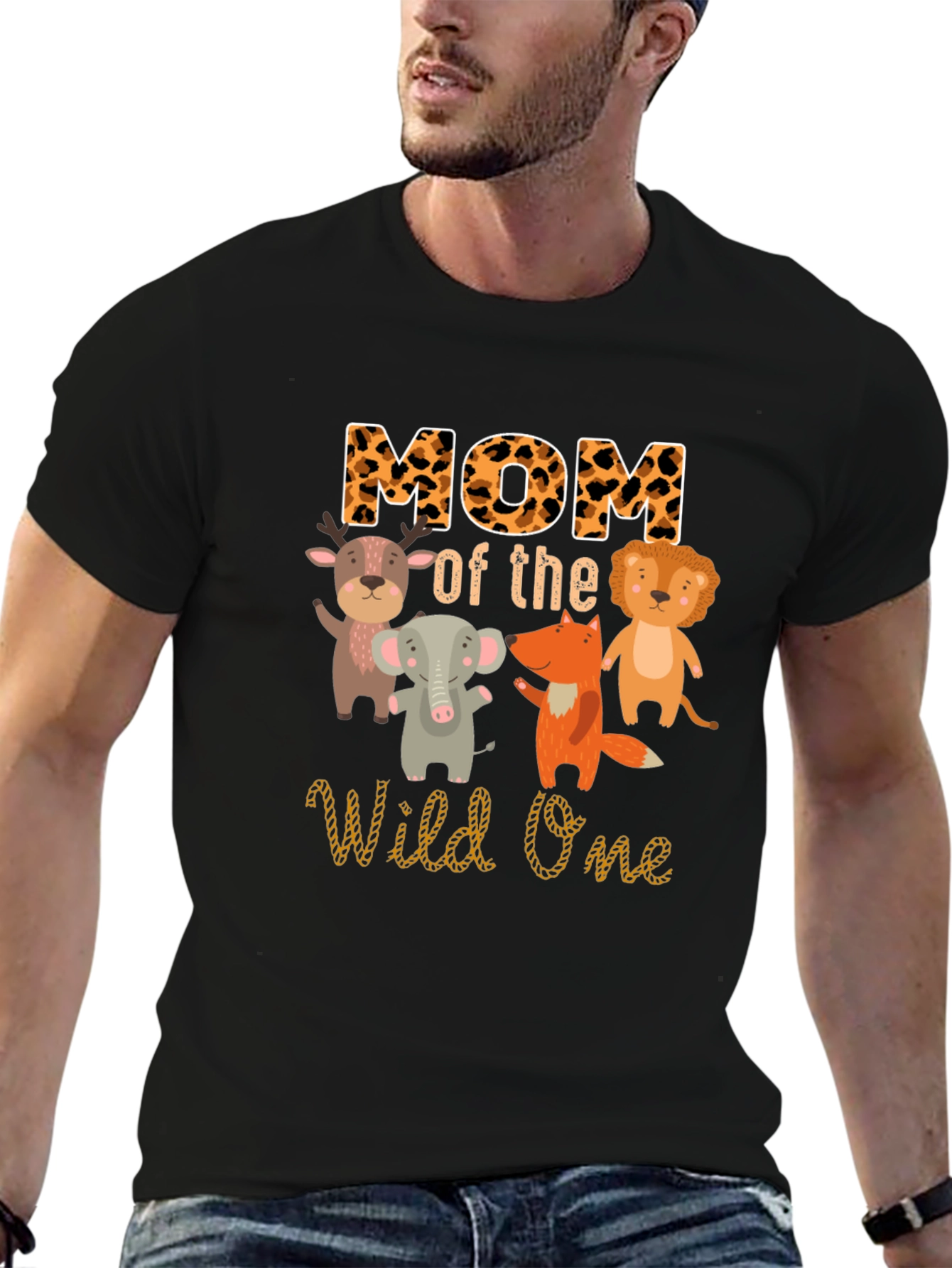 Mom of the Wild One Animal Print T-Shirt