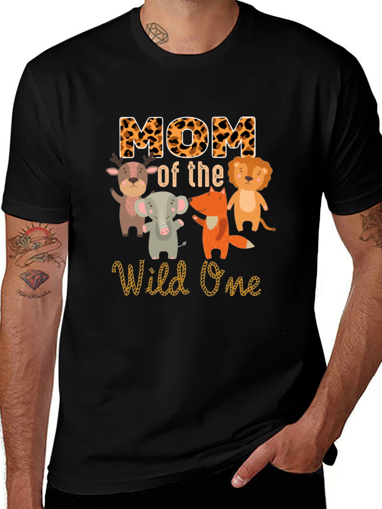 Mom of the Wild One Animal Print T-Shirt