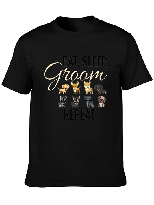 Eat Sleep Groom Repeat T-Shirt – Funny Dog Groomer Tee