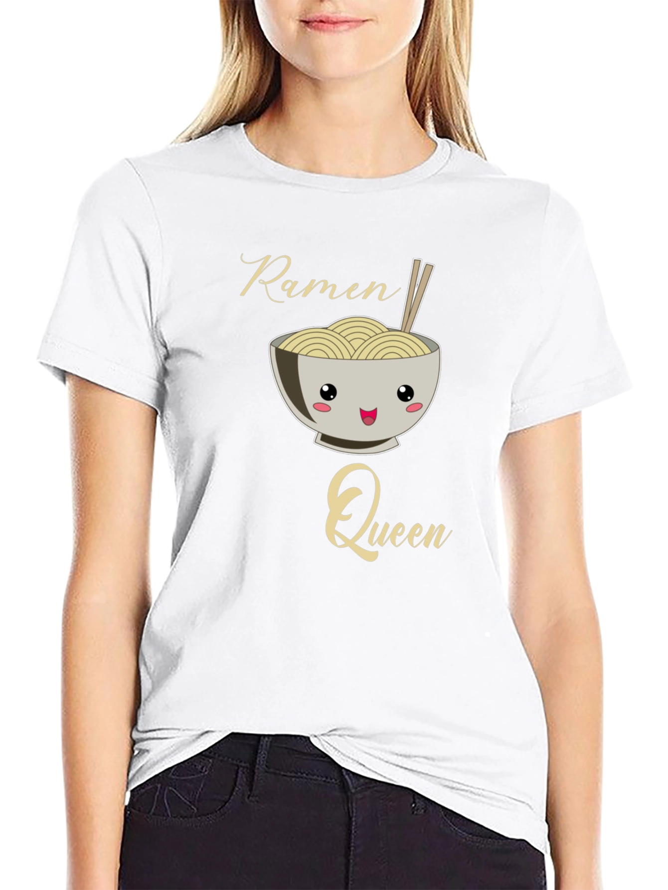 Ramen Queen Graphic Tee - Kawaii Noodle Bowl Shirt