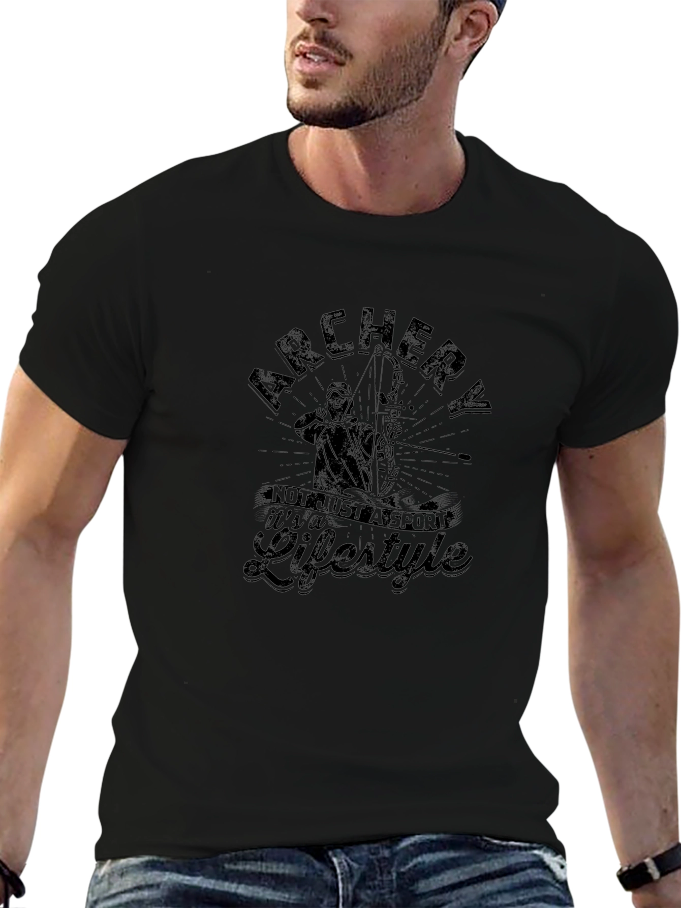 Archery Lifestyle Black T-Shirt for Sports Enthusiasts