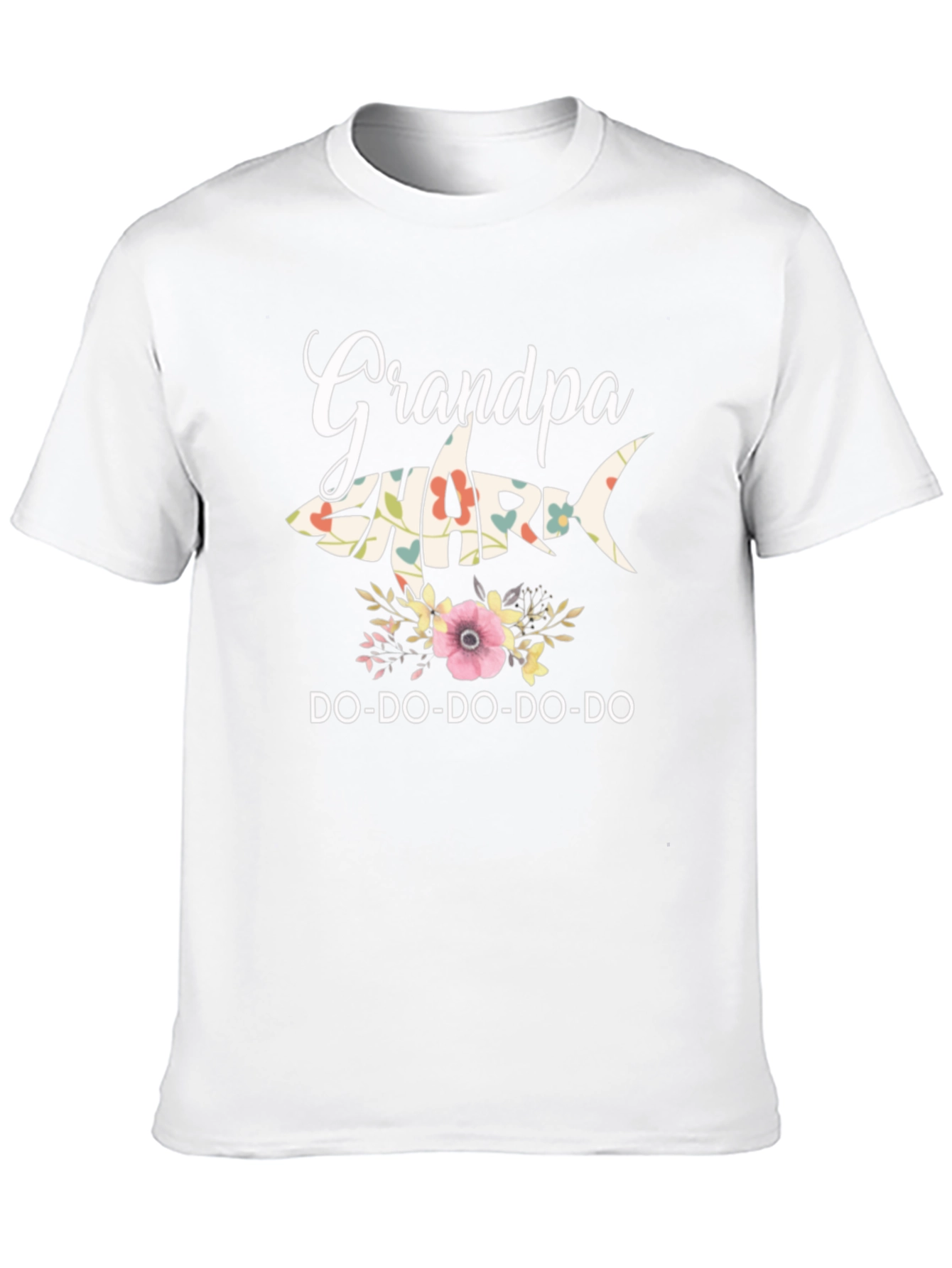 Grandpa Shark Floral Black T-Shirt
