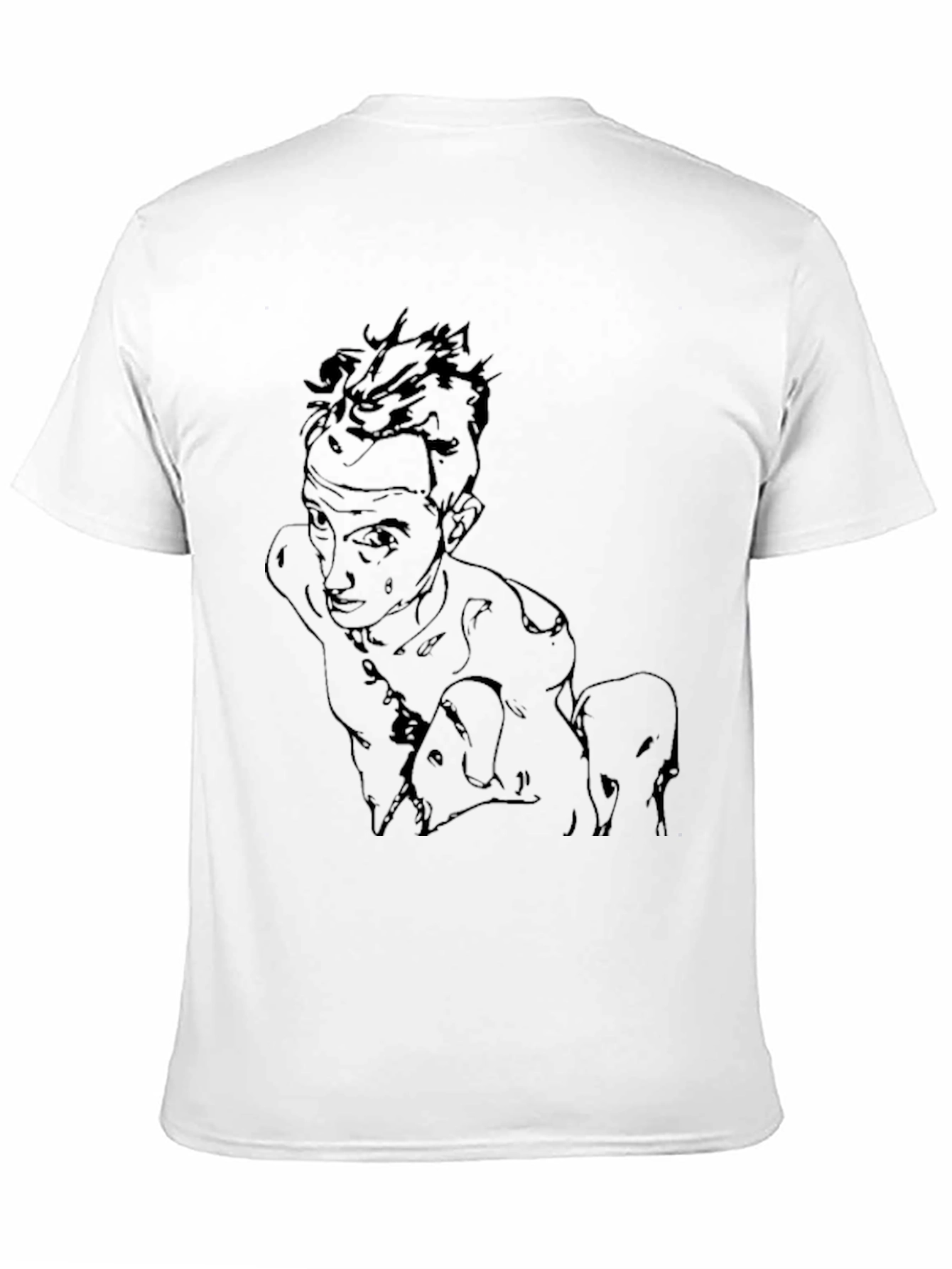 Abstract Sketch Graphic Tee - Black Cotton Casual Wear