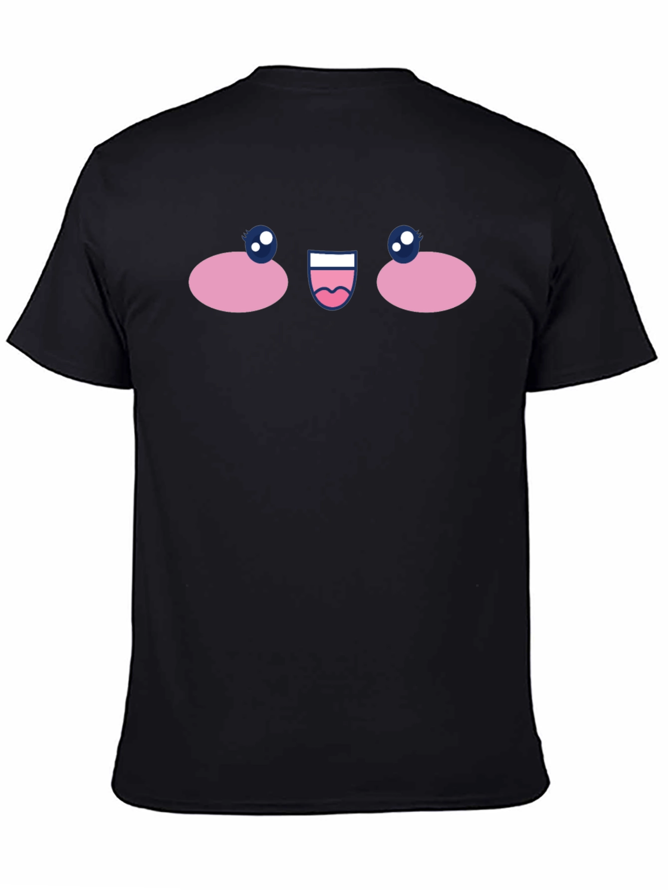 Cute Anime Face Graphic T-Shirt - Black