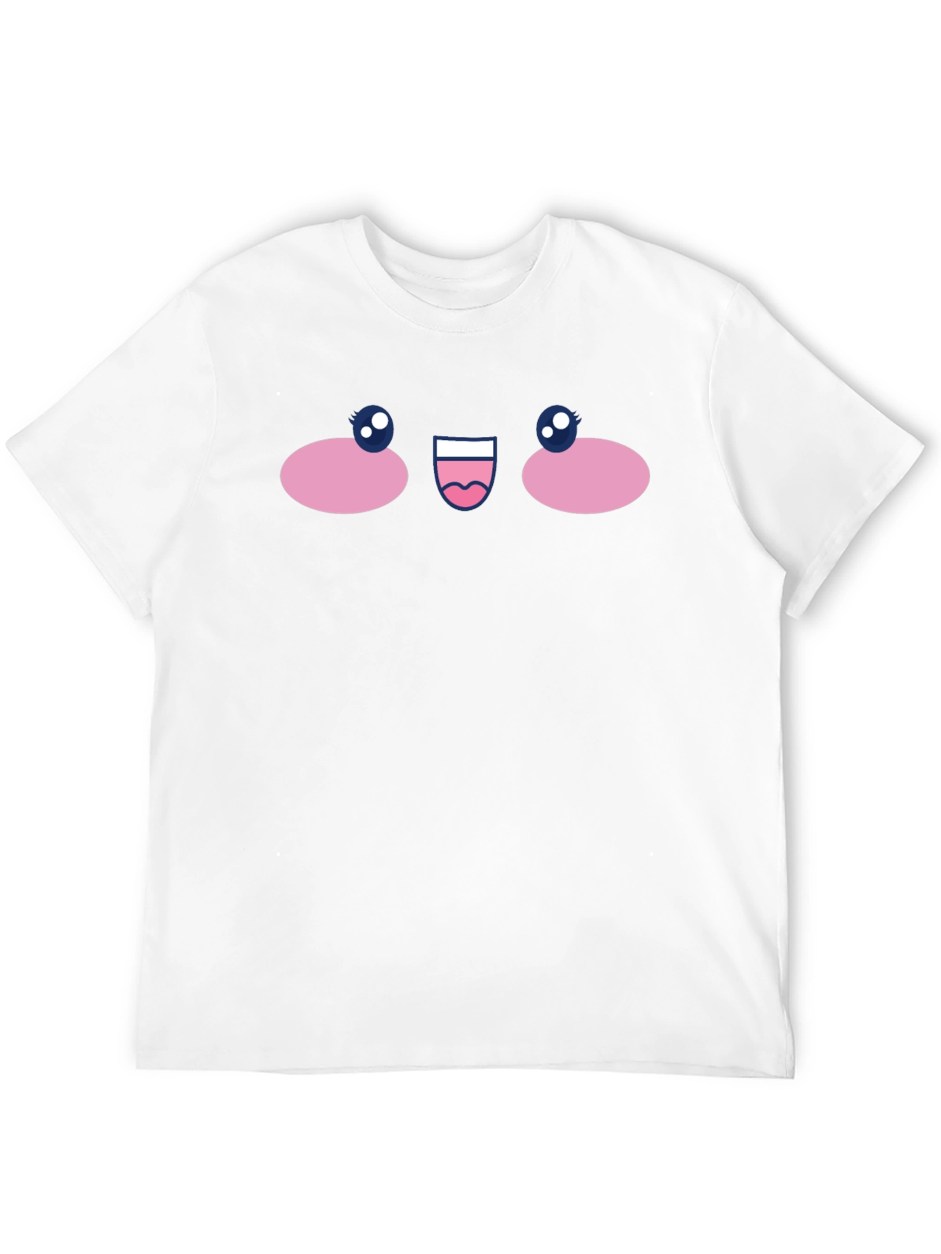 Cute Anime Face Graphic T-Shirt - Black