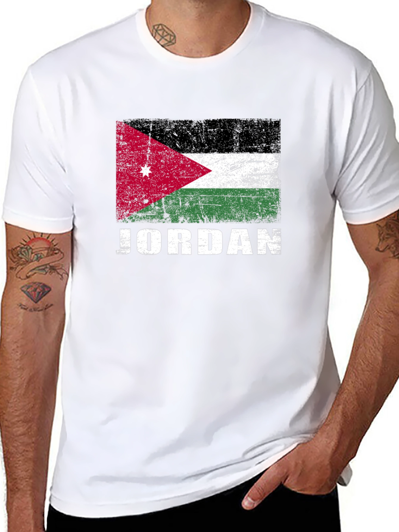 Jordan Flag Graphic T-Shirt - Distressed Style
