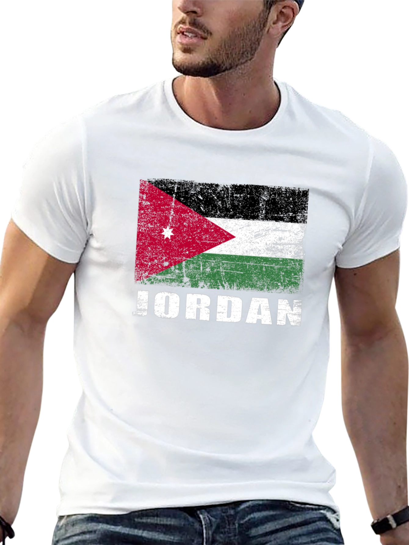 Jordan Flag Graphic T-Shirt - Distressed Style