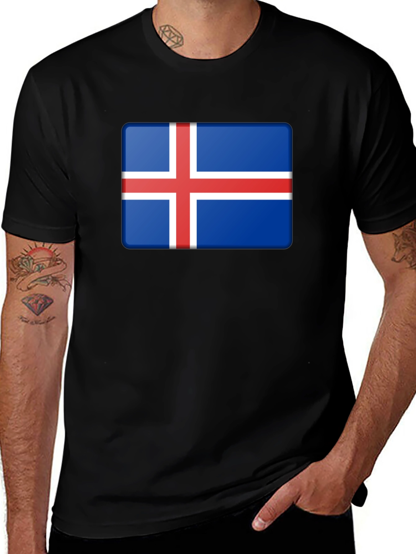 Iceland Flag Graphic Tee - Black