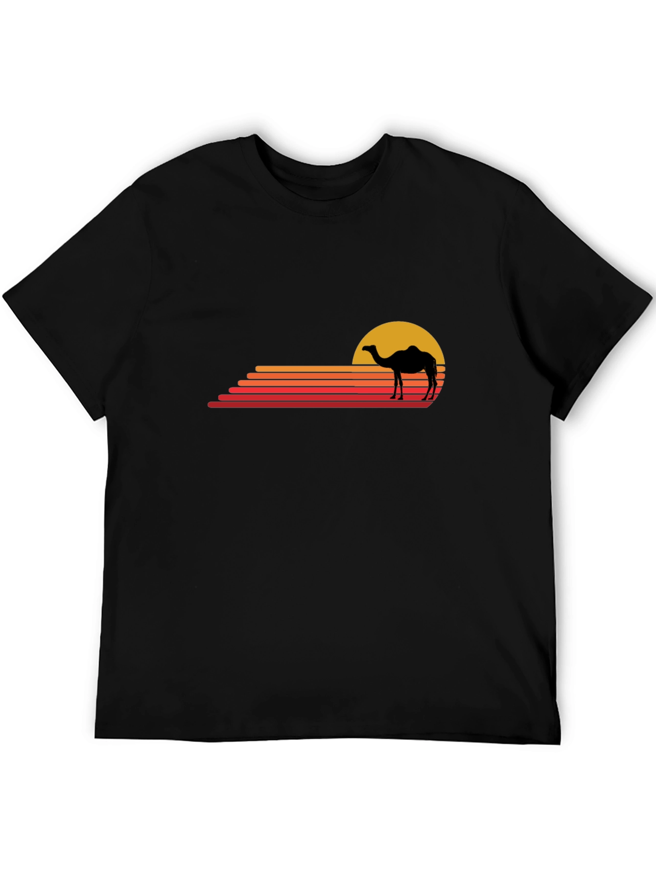Retro Camel Sunset T-Shirt - Black