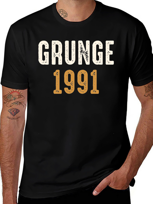 Grunge 1991 Graphic Tee - Vintage Style Black T-Shirt