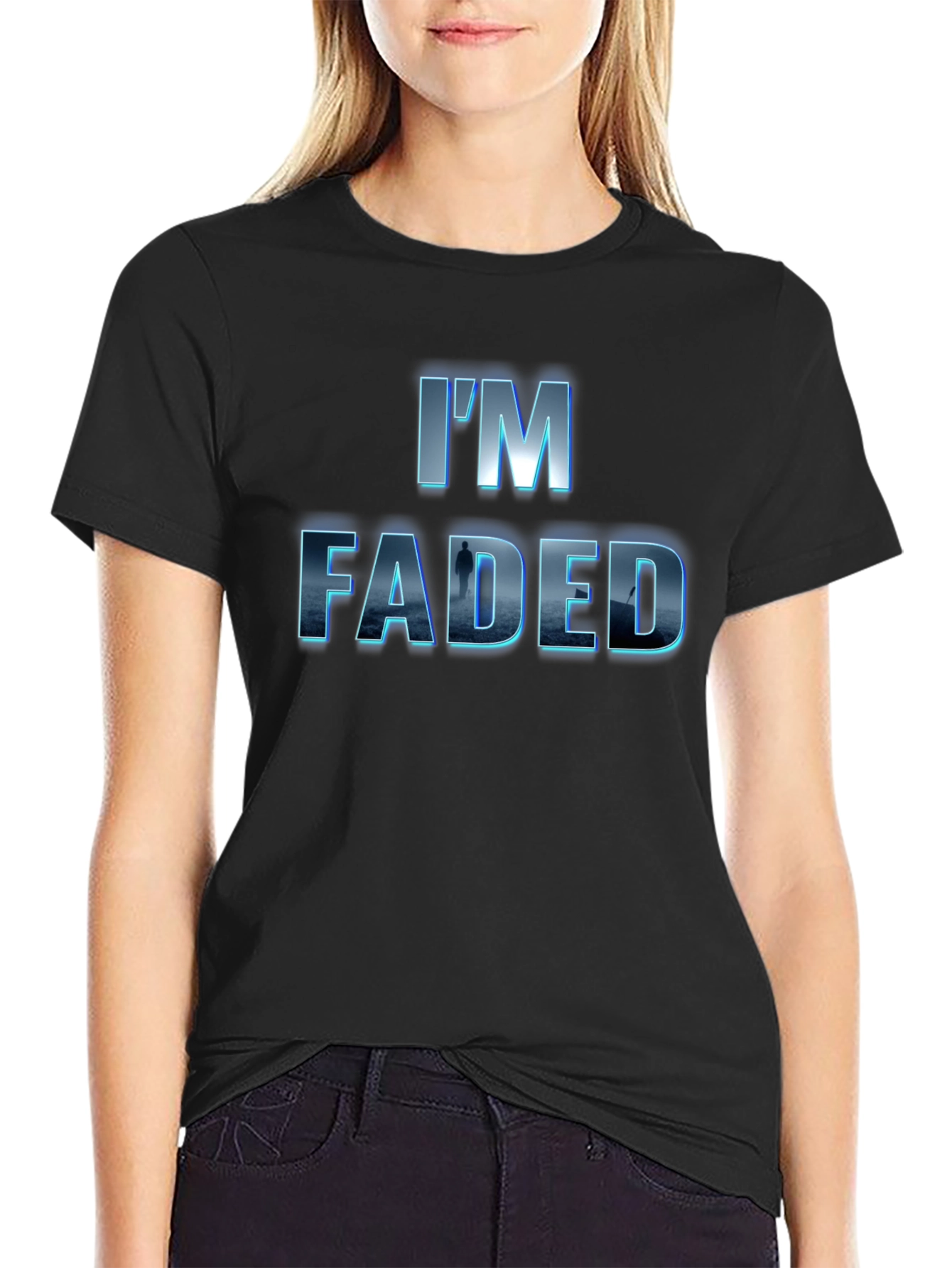 Im Faded Graphic Print Black T-Shirt