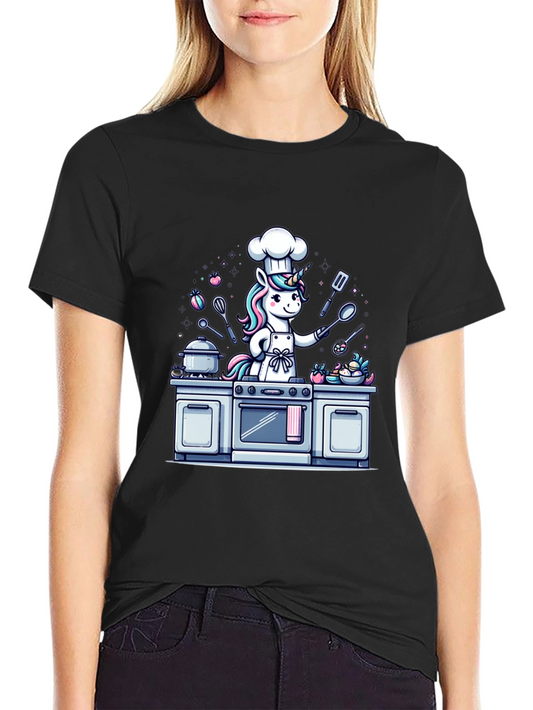 Unicorn Chef T-Shirt - Cartoon Graphic Tee