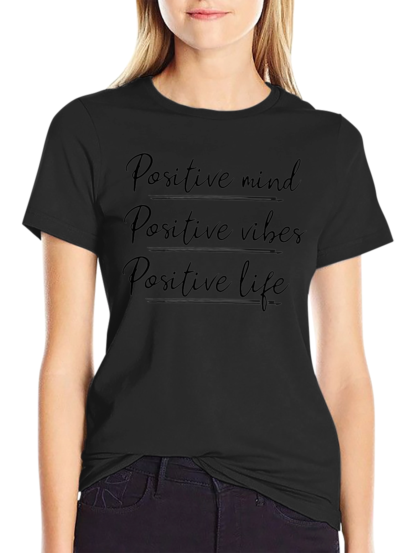Positive Mindset Black Graphic T-Shirt