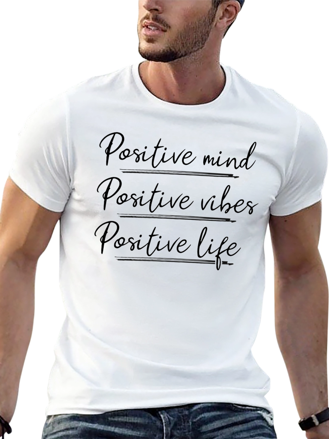 Positive Mindset Black Graphic T-Shirt