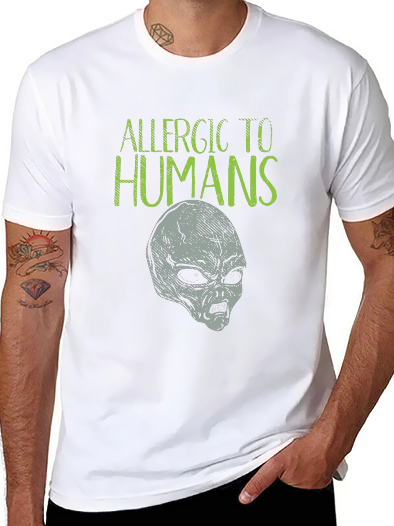 Allergic to Humans Alien Graphic Tee