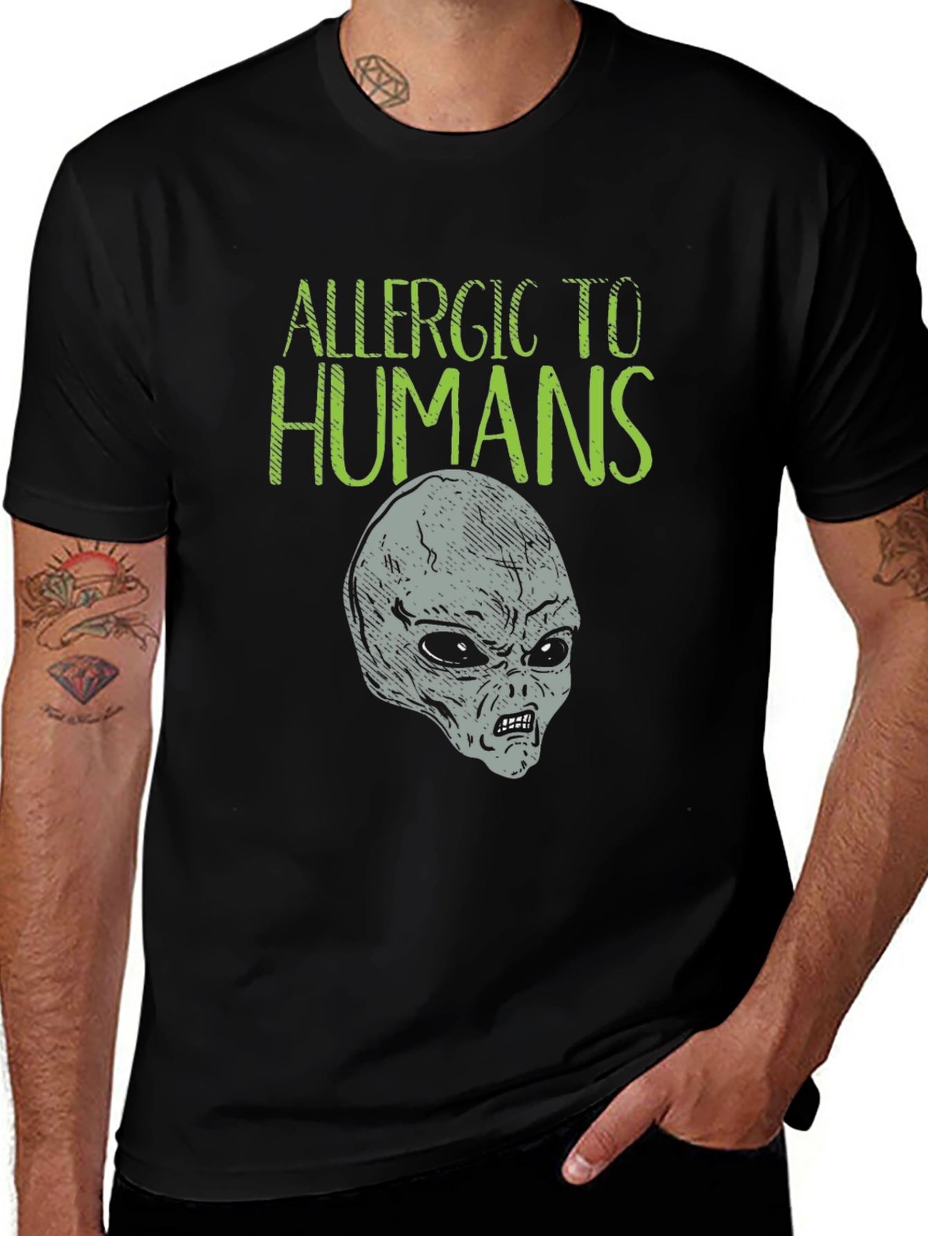 Allergic to Humans Alien Graphic Tee