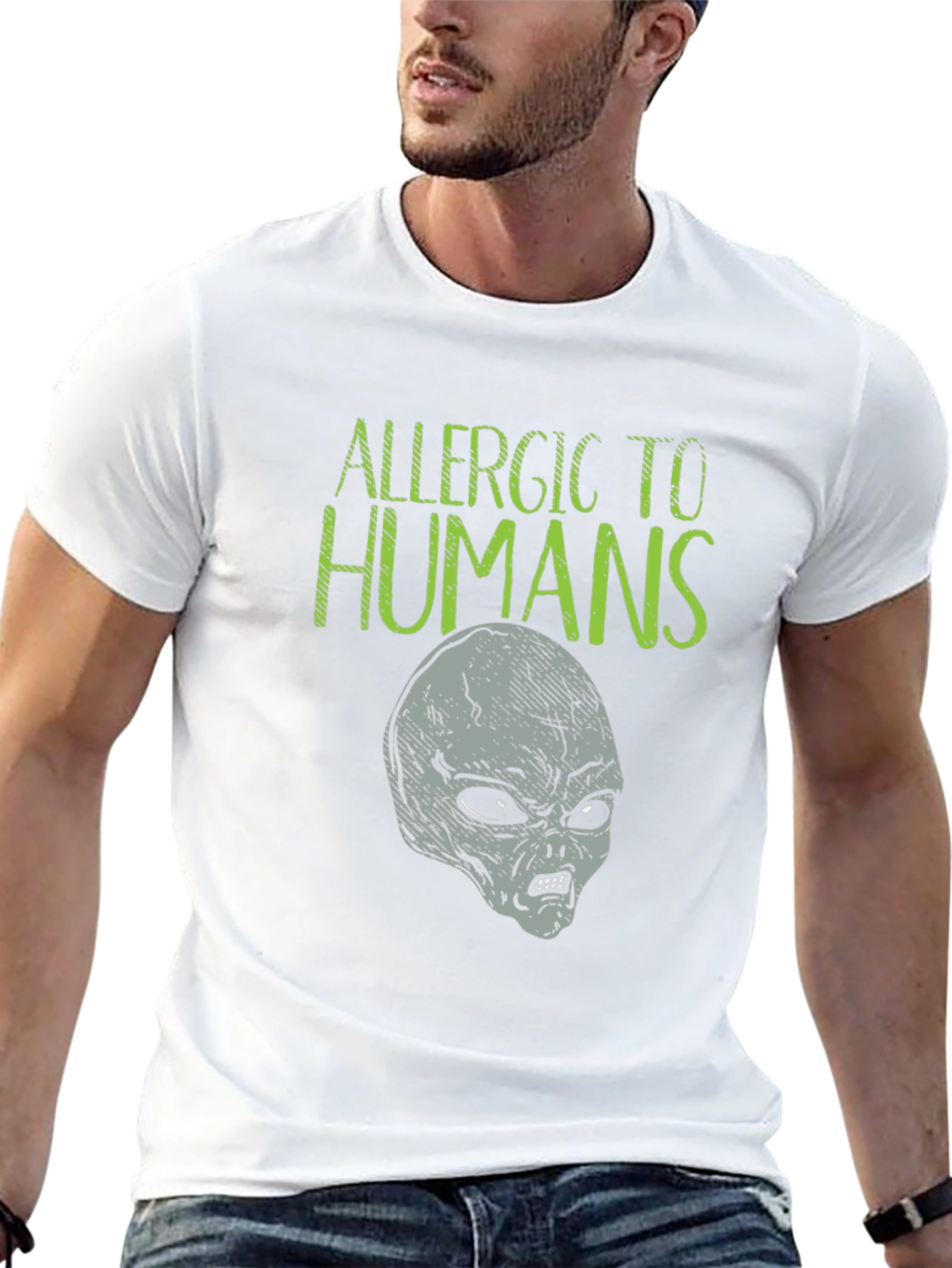 Allergic to Humans Alien Graphic Tee