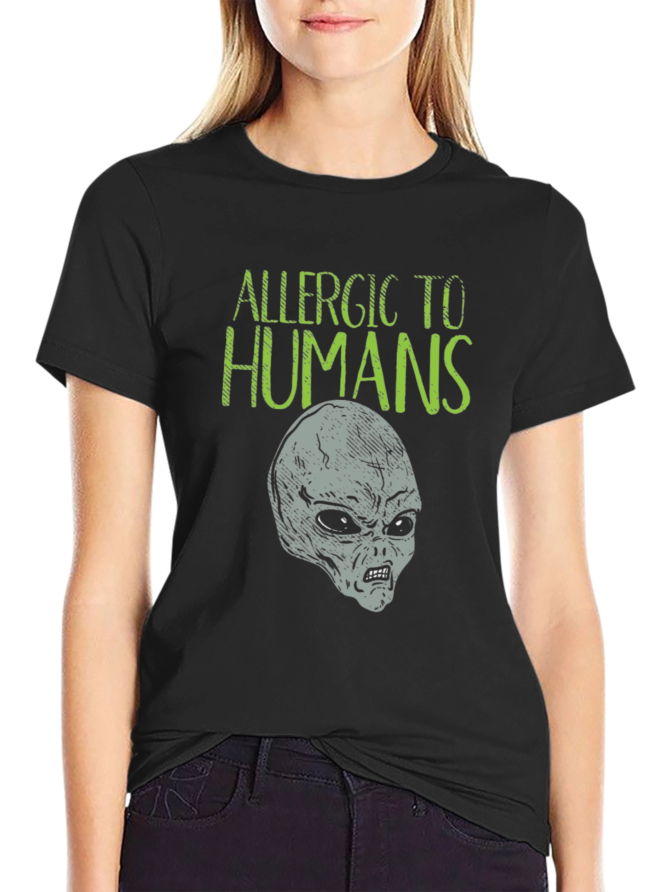 Allergic to Humans Alien Graphic Tee