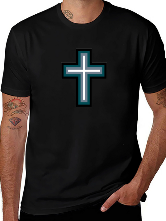 Cross Graphic Black T-Shirt - Stylish Religious Tee