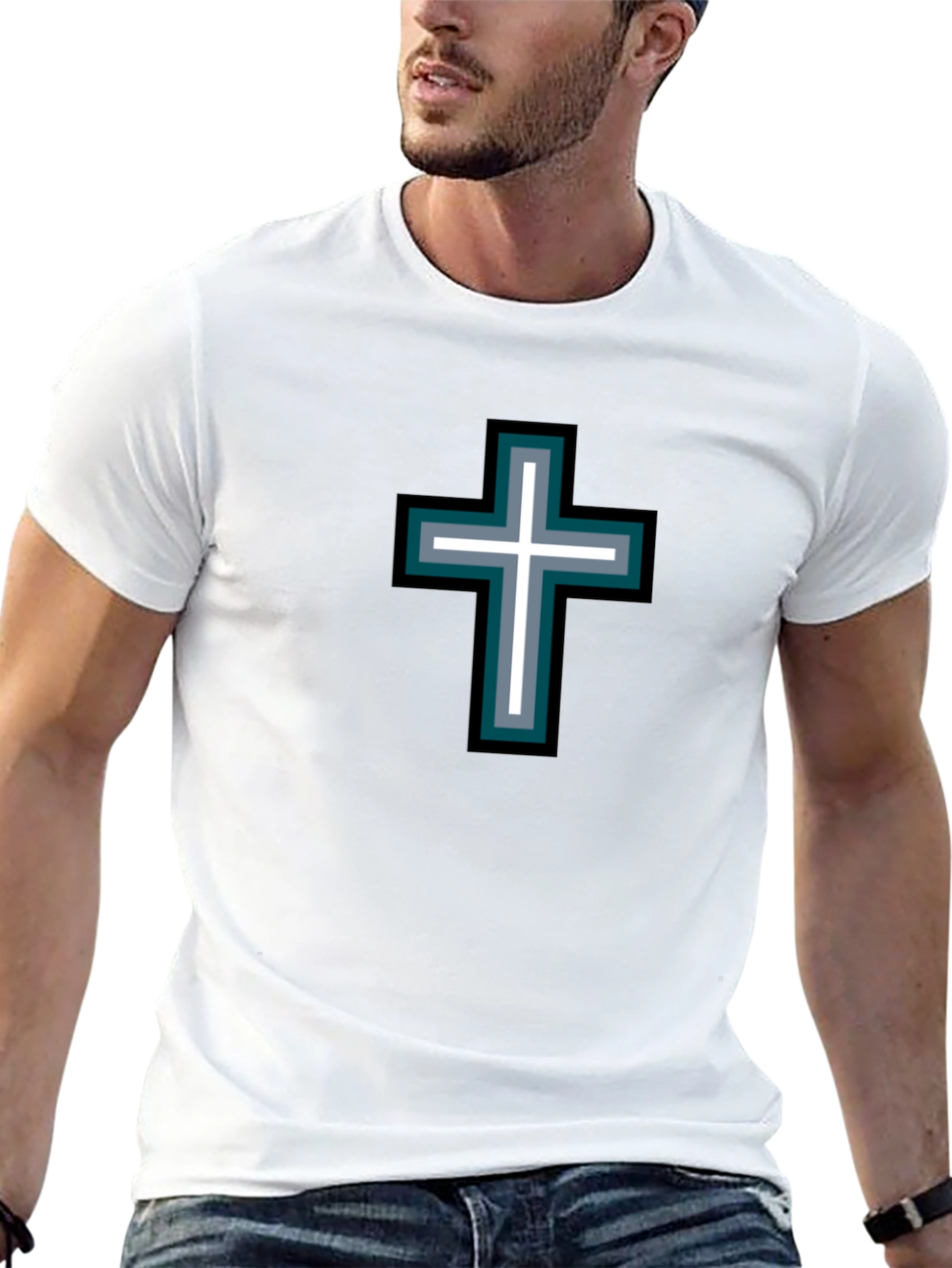 Cross Graphic Black T-Shirt - Stylish Religious Tee
