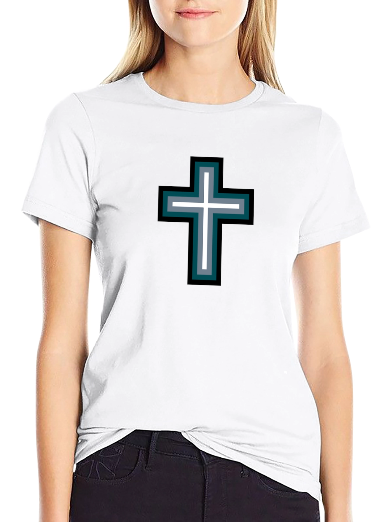 Cross Graphic Black T-Shirt - Stylish Religious Tee