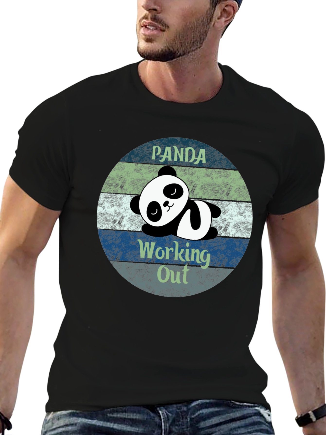 Panda Working Out Funny T-Shirt