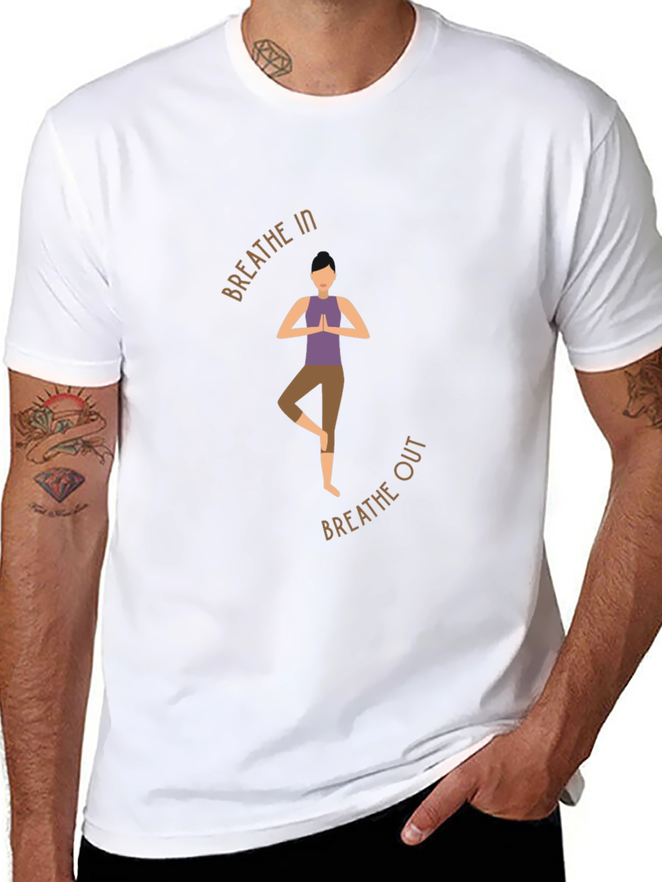 Breathe In Breathe Out Yoga Graphic Black T-Shirt