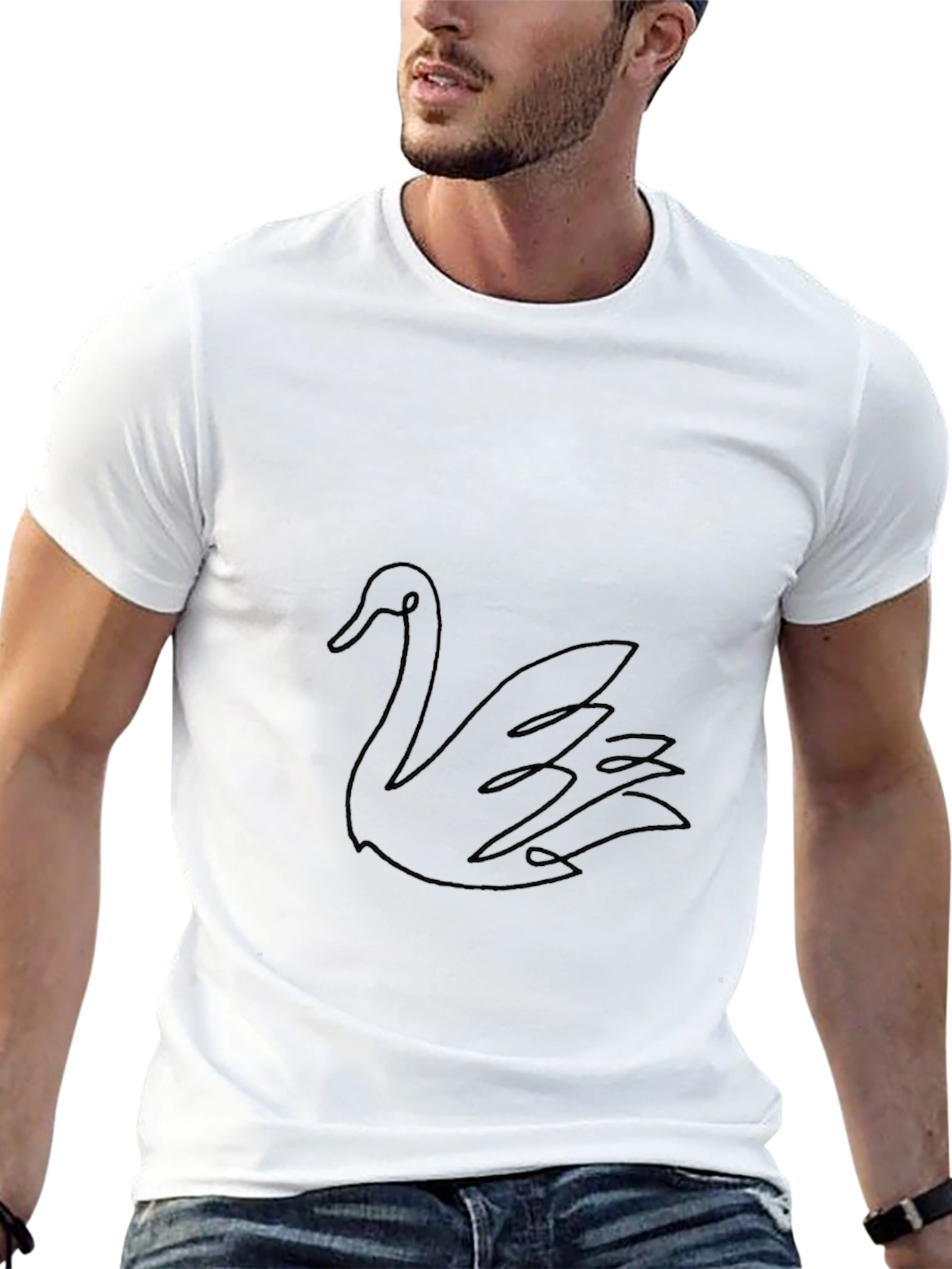 Mens Black Swan Graphic Tee - Modern Style