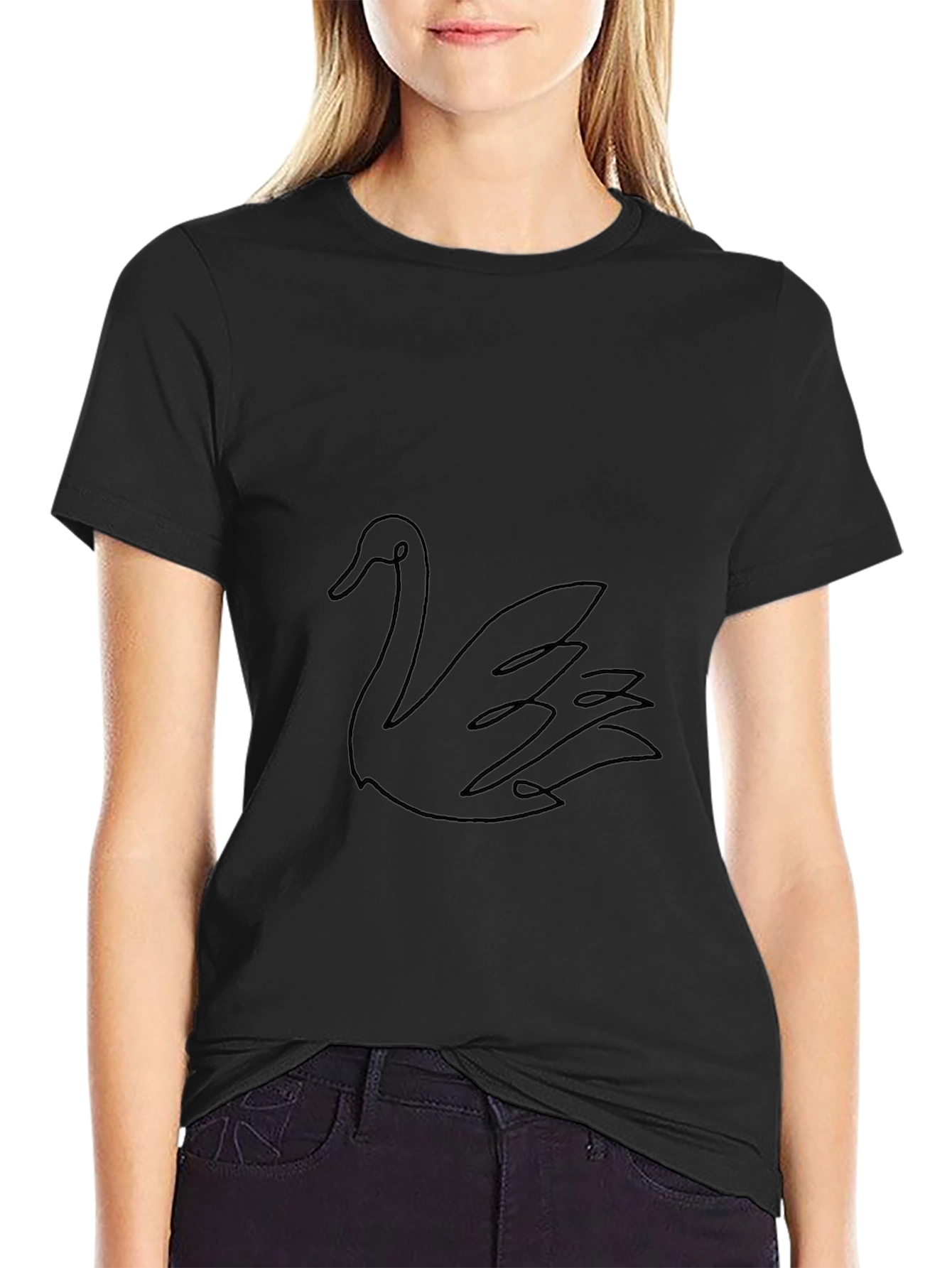 Mens Black Swan Graphic Tee - Modern Style