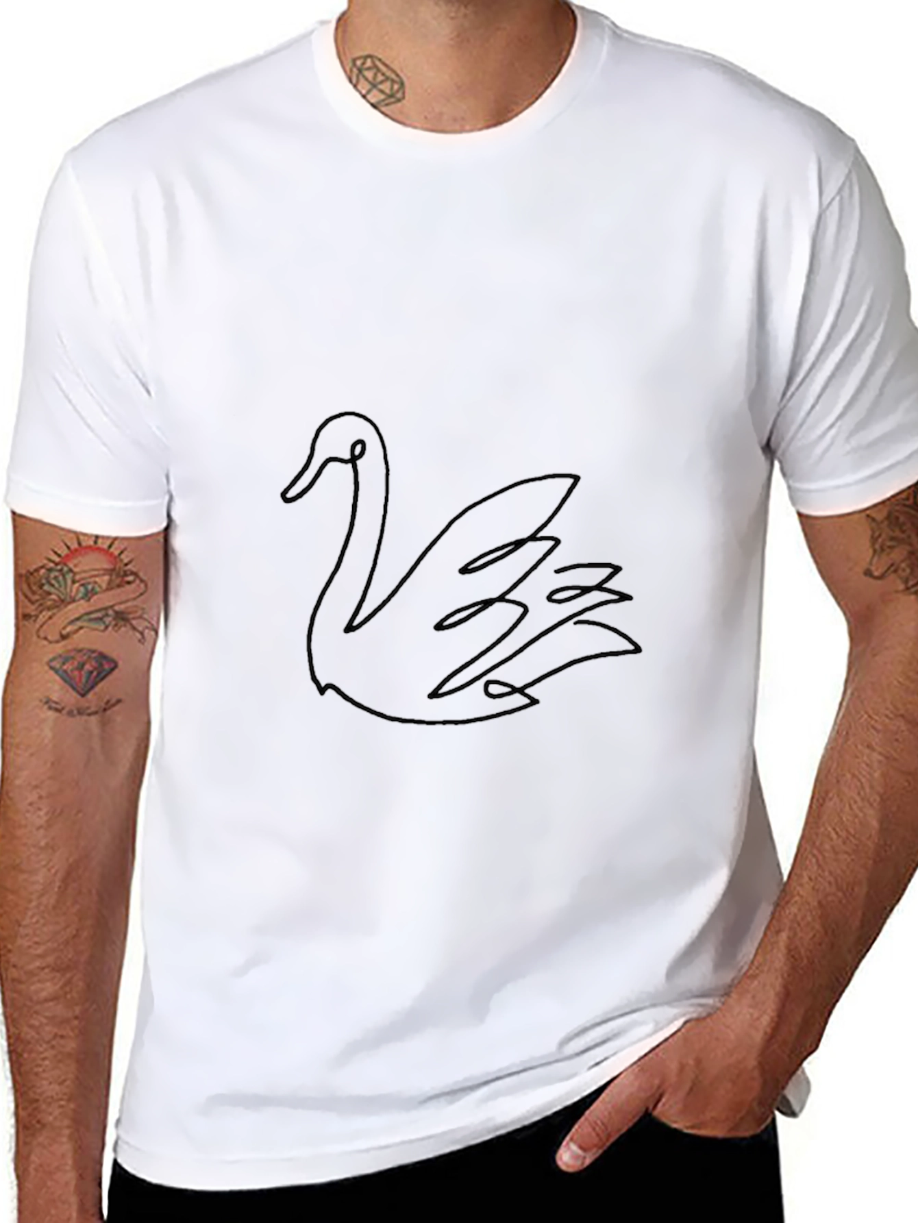 Mens Black Swan Graphic Tee - Modern Style