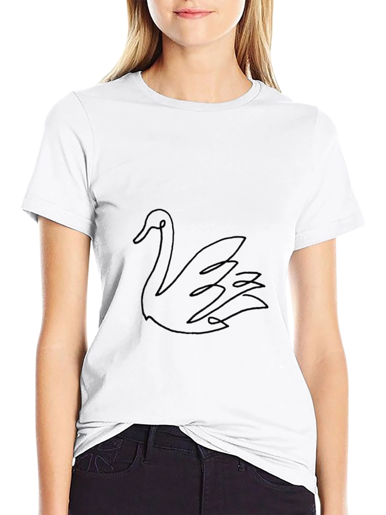 Mens Black Swan Graphic Tee - Modern Style