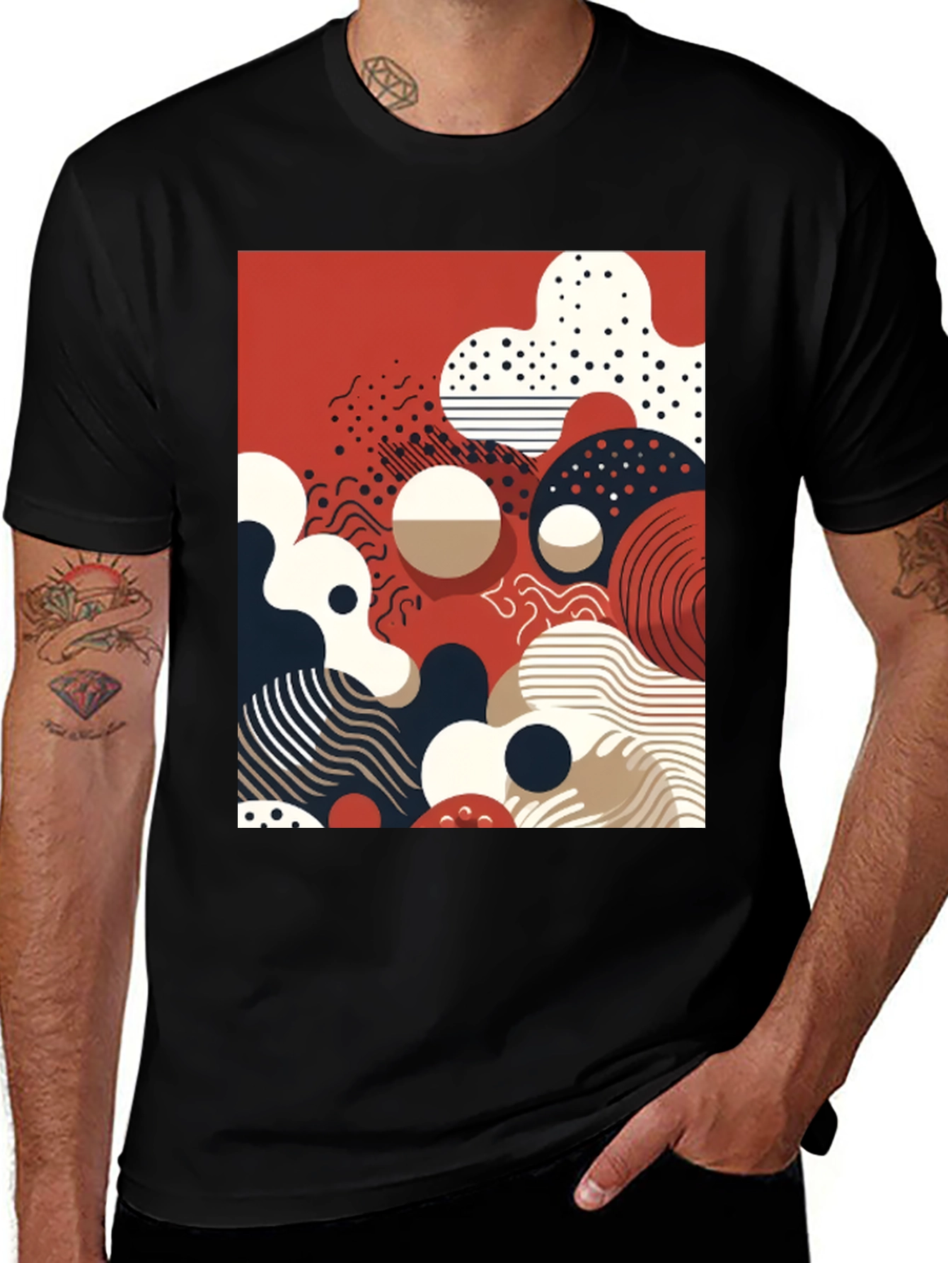 Abstract Graphic Print Black T-Shirt