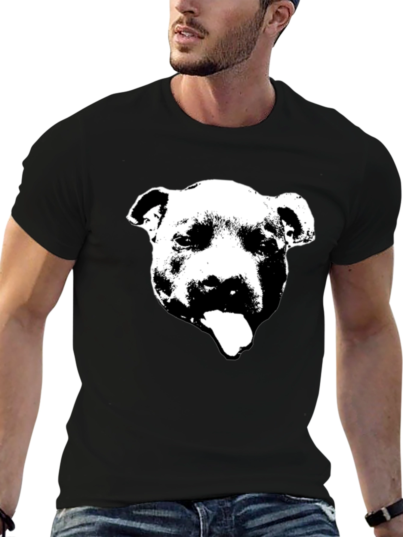 Black Pitbull Graphic T-Shirt - Crew Neck