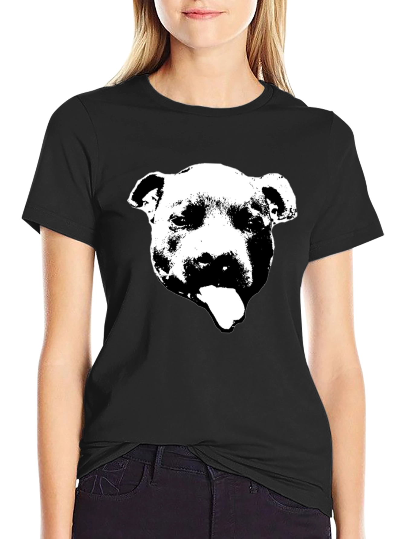 Black Pitbull Graphic T-Shirt - Crew Neck