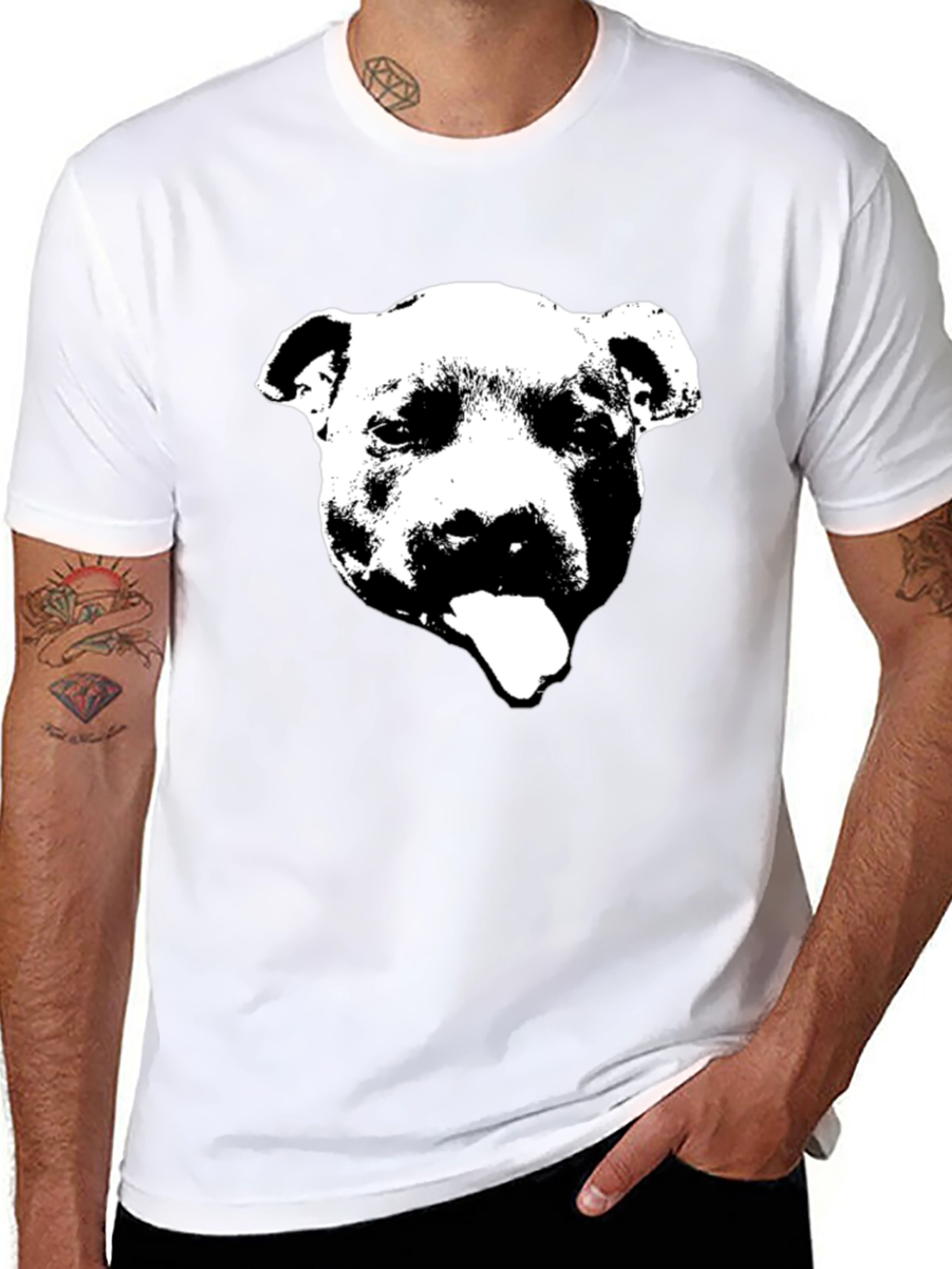 Black Pitbull Graphic T-Shirt - Crew Neck