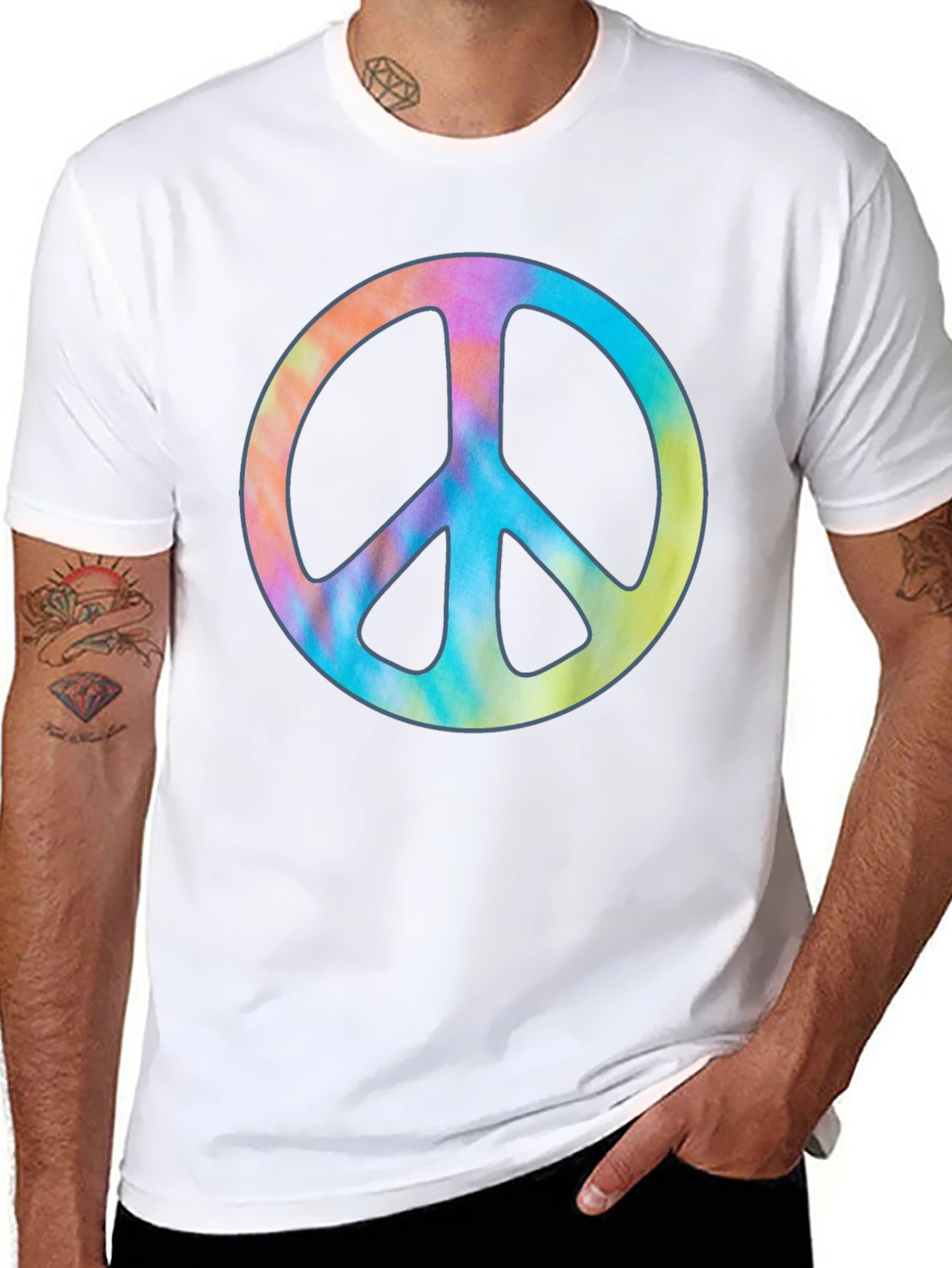 Peace Sign Tie Dye Graphic T-Shirt - Black