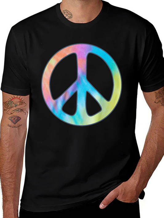 Peace Sign Tie Dye Graphic T-Shirt - Black