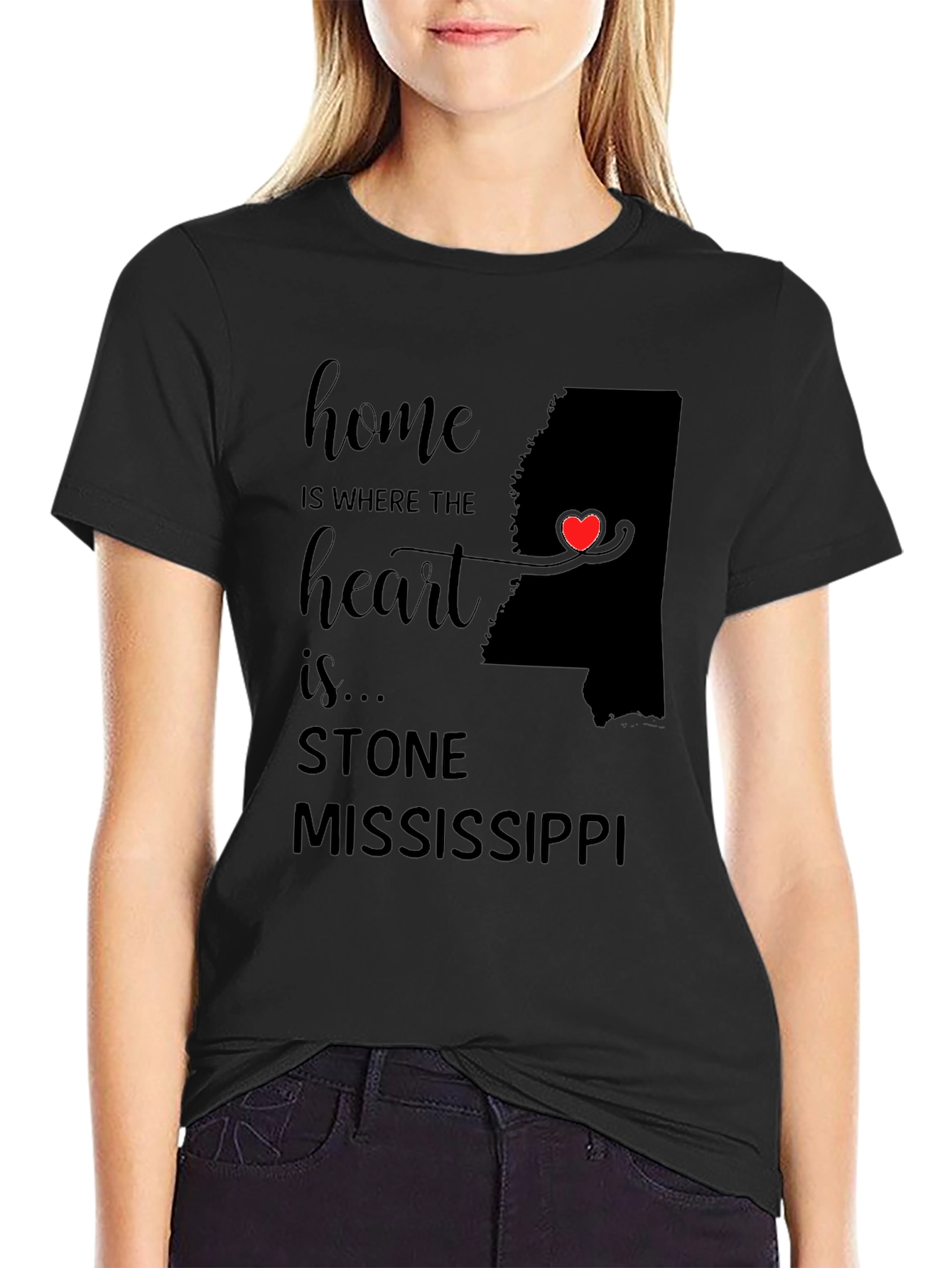 Stone Mississippi Home Heart T-Shirt