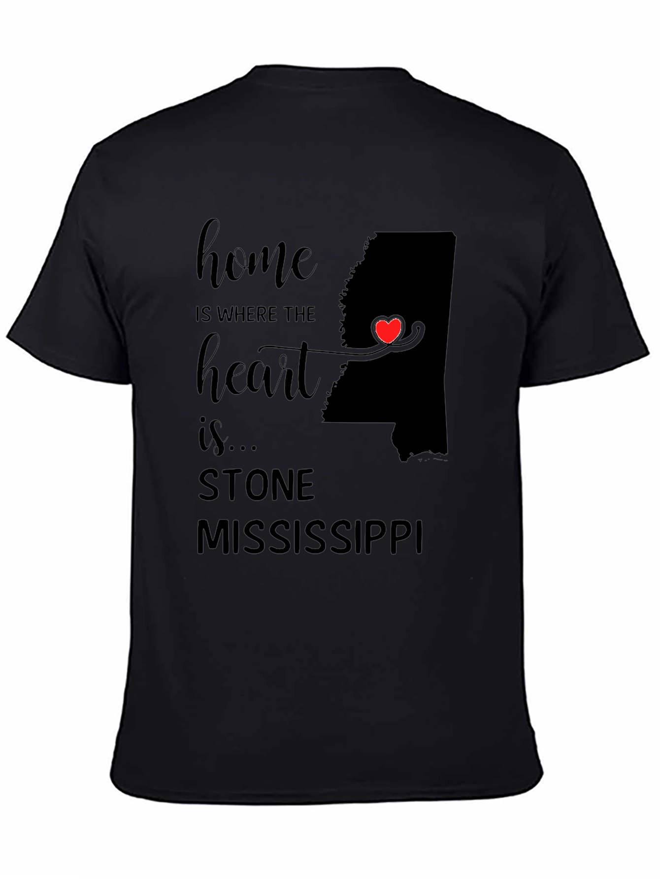 Stone Mississippi Home Heart T-Shirt