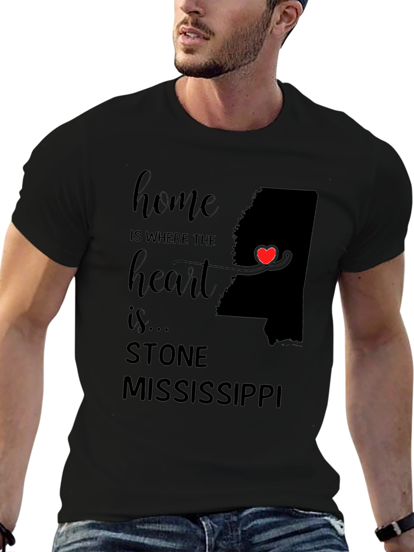 Stone Mississippi Home Heart T-Shirt